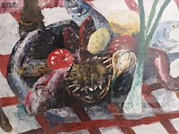 Lot 119 - schilderij schaal met eten - afbeelding 2 van  4