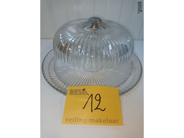 Lot 12 - vintage glazen taart/kaas stolp - afbeelding 1 van  6