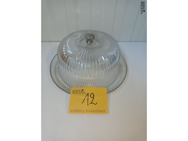 Lot 12 - vintage glazen taart/kaas stolp - afbeelding 6 van  6