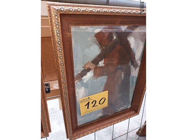 Lot 120 - schilderij jezus met kruis - afbeelding 3 van  3