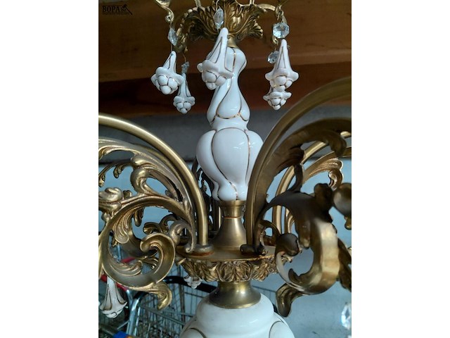 Lot 121 - antieken kroonluchter - brons & keramiek - afbeelding 5 van  5