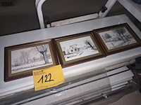 Lot 122 - kadertjes met tekeningen. 3 stuks - afbeelding 1 van  4