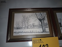 Lot 122 - kadertjes met tekeningen. 3 stuks - afbeelding 2 van  4