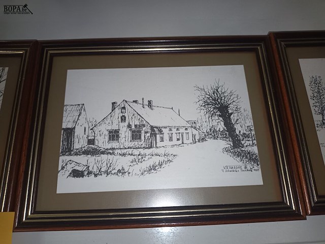 Lot 122 - kadertjes met tekeningen. 3 stuks - afbeelding 3 van  4