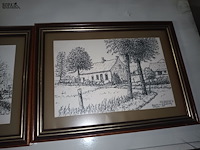 Lot 122 - kadertjes met tekeningen. 3 stuks - afbeelding 4 van  4