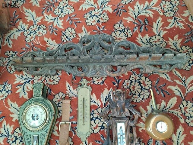 Lot 122 - lot 5 thermometers en barometers - houtwerk - afbeelding 4 van  4