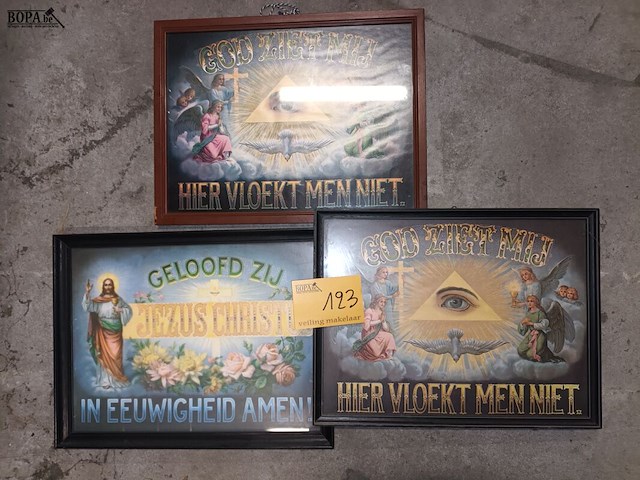 Lot 123 - religieuze kaders. 3 stuks - afbeelding 1 van  4