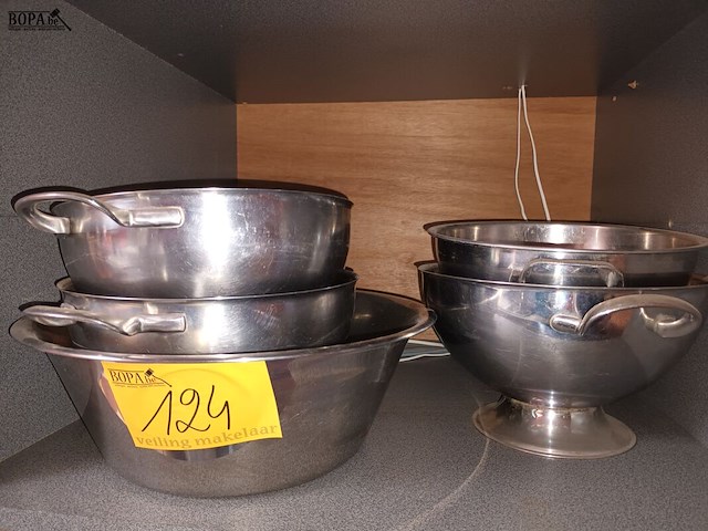 Lot 124 - inox mengkommen. 5 stuks - afbeelding 1 van  3