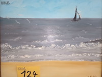 Lot 124 - schilderij zeezicht - afbeelding 3 van  3