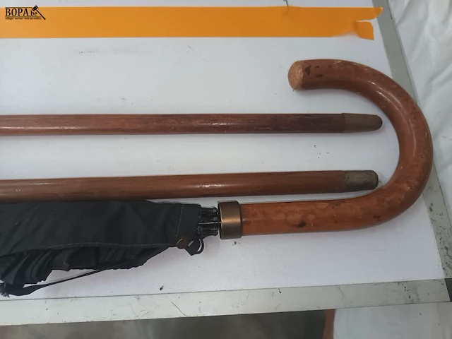 Lot 124 - wandelstokken en paraplu. 3 stuks - afbeelding 3 van  4