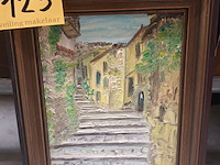 Lot 125 - schilderij straat met trappen - afbeelding 1 van  3