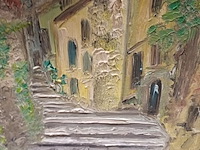 Lot 125 - schilderij straat met trappen - afbeelding 2 van  3