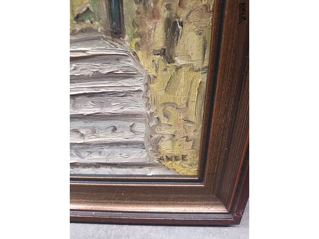 Lot 125 - schilderij straat met trappen - afbeelding 3 van  3