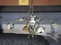 Lot 125 - vintage hanglamp - keramiek en messing - azuurblauw en goude - afbeelding 1 van  3