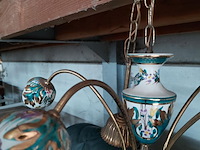 Lot 125 - vintage hanglamp - keramiek en messing - azuurblauw en goude - afbeelding 3 van  3
