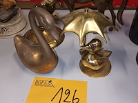 Lot 126 - decoratieve dieren in messing. 4 stuks - afbeelding 1 van  5