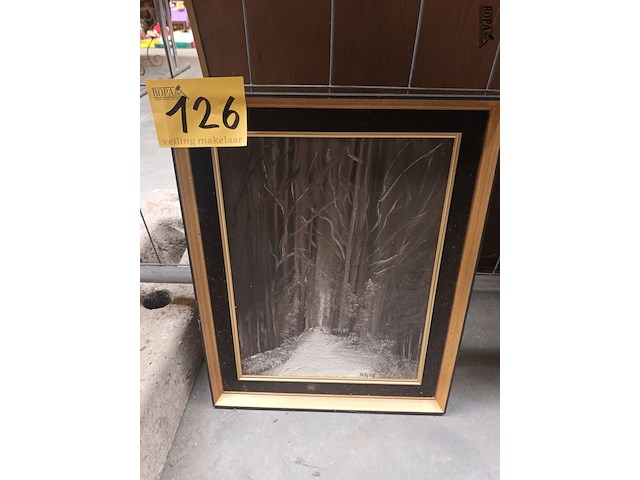 Lot 126 - schilderij boslandschap - afbeelding 1 van  2