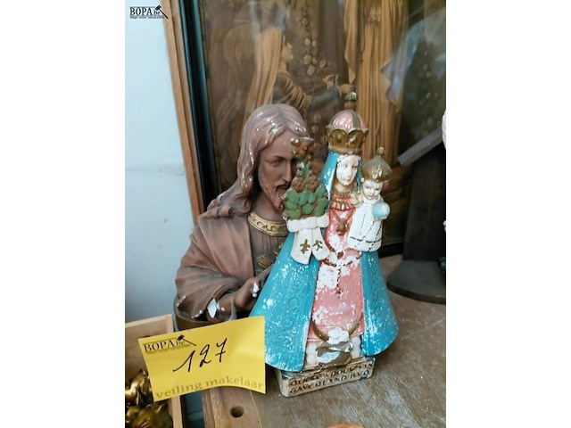 Lot 127 - antieke christusbuste balestre depose 5018 en mariabeeld - afbeelding 1 van  4