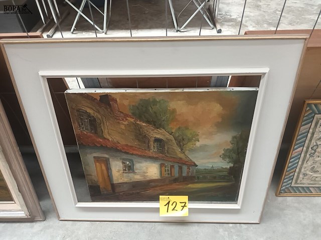 Lot 127 - schilderij landelijke woning - afbeelding 1 van  4