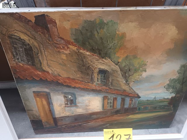 Lot 127 - schilderij landelijke woning - afbeelding 2 van  4