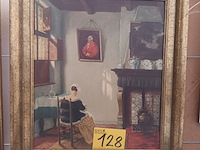 Lot 128 - kader vrouw aan de haard - afbeelding 1 van  3