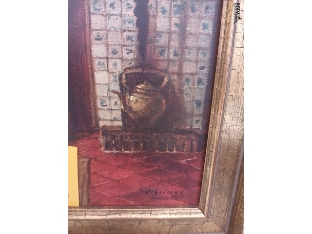 Lot 128 - kader vrouw aan de haard - afbeelding 3 van  3