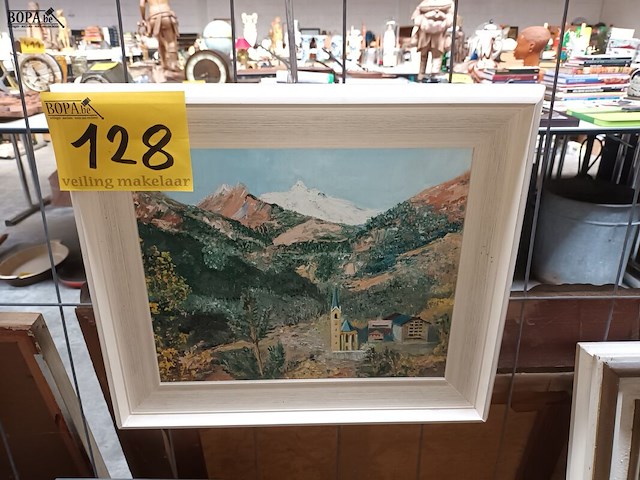 Lot 128 - schilderij berglandschap - afbeelding 1 van  3