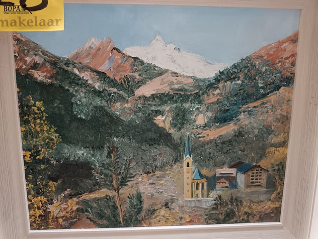 Lot 128 - schilderij berglandschap - afbeelding 2 van  3