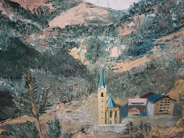 Lot 128 - schilderij berglandschap - afbeelding 3 van  3