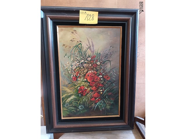 Lot 128 - schilderij klaprozen - afbeelding 1 van  4