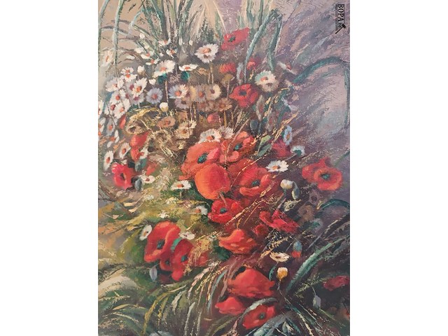 Lot 128 - schilderij klaprozen - afbeelding 3 van  4