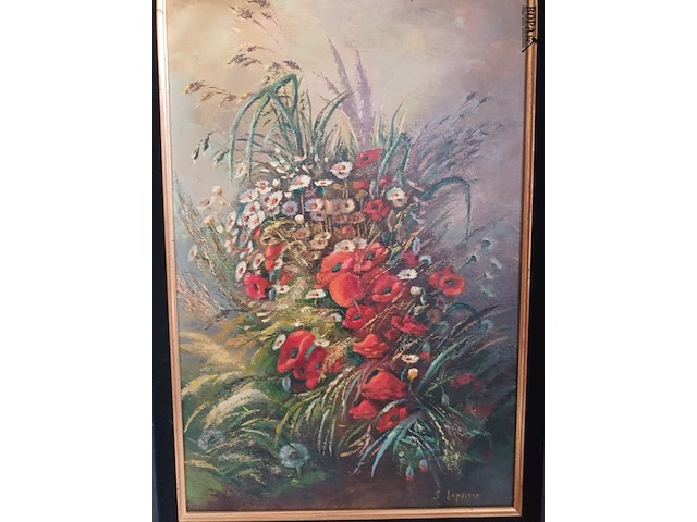 Lot 128 - schilderij klaprozen - afbeelding 4 van  4