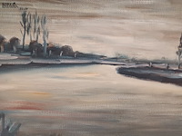 Lot 128 - schilderij rivier - afbeelding 2 van  3