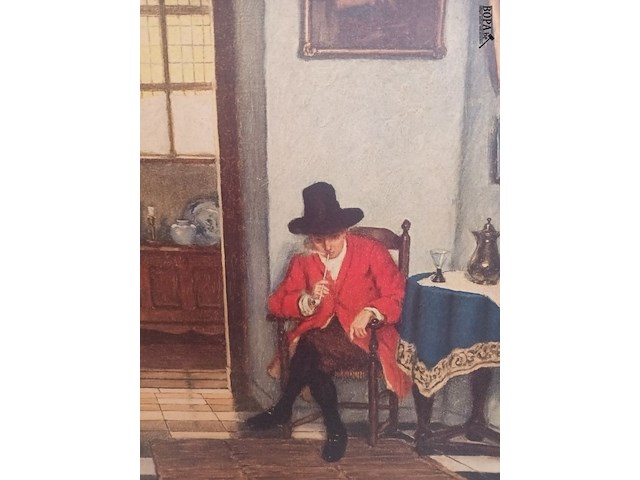 Lot 129 - kader man met pijp - afbeelding 2 van  3