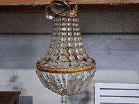 Lot 129 - vintage kroonluchter messing met kristallen pegels - 'zakluc - afbeelding 1 van  3