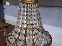 Lot 129 - vintage kroonluchter messing met kristallen pegels - 'zakluc - afbeelding 2 van  3