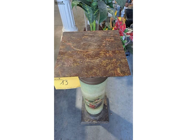 Lot 13 - frans beschilderde metalen zuil in groene tint - eind 19e e - afbeelding 2 van  4