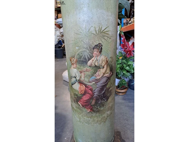Lot 13 - frans beschilderde metalen zuil in groene tint - eind 19e e - afbeelding 3 van  4