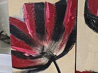 Lot 13 - grote mooie 3 luik met bloemen - afbeelding 2 van  4