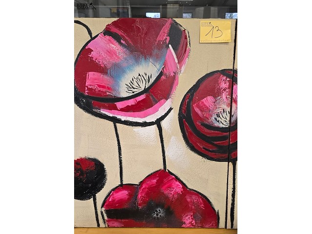 Lot 13 - grote mooie 3 luik met bloemen - afbeelding 3 van  4