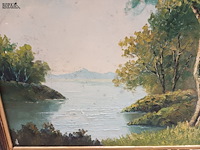 Lot 132 - schilderij bos met water - afbeelding 3 van  3