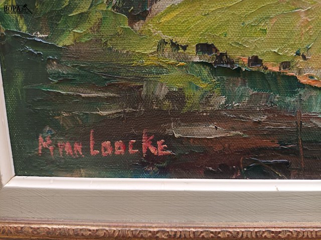 Lot 134 - schilderij dorp met molen - afbeelding 3 van  4