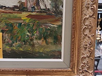 Lot 134 - schilderij dorp met molen - afbeelding 4 van  4