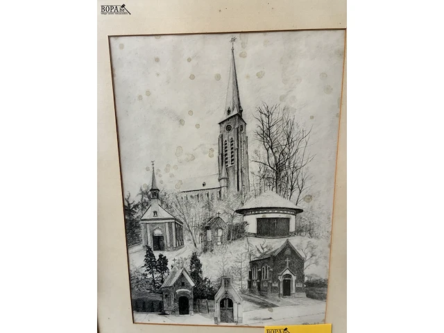 Lot 135 - gedetailleerde zwart-wit pentekening - get. - afbeelding 2 van  3