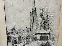 Lot 135 - gedetailleerde zwart-wit pentekening - get. - afbeelding 2 van  3