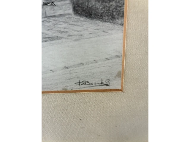 Lot 135 - gedetailleerde zwart-wit pentekening - get. - afbeelding 3 van  3