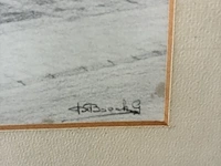 Lot 135 - gedetailleerde zwart-wit pentekening - get. - afbeelding 3 van  3