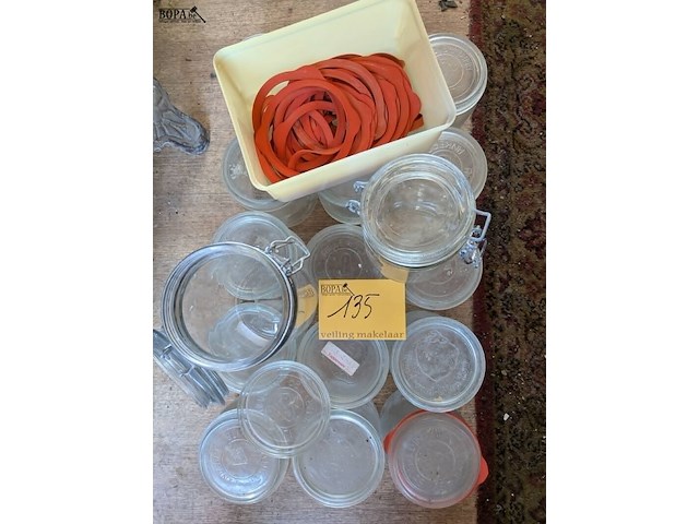 Lot 135 - lot glaswerk weckpotten + rubber nieuw - afbeelding 1 van  4