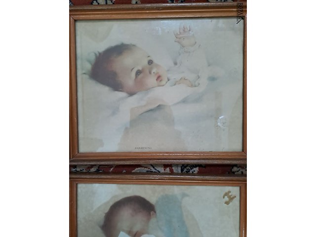 Lot 135 - vintage ingekaderde prenten baby - afbeelding 3 van  3