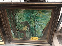 Lot 136 - schilderij huis en bos - afbeelding 1 van  4
